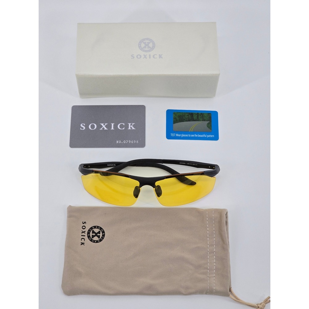 Soxick Night Vision Driving Glasses Yellow Polarized Lens Matte Black SO3356-1